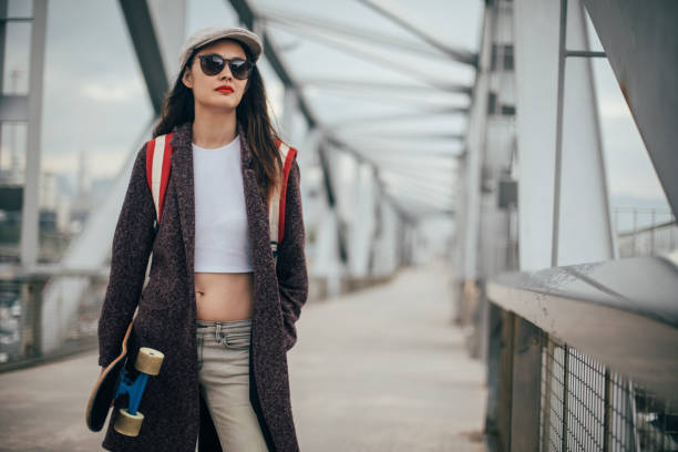 istock Beautiful woman skater 1127303305