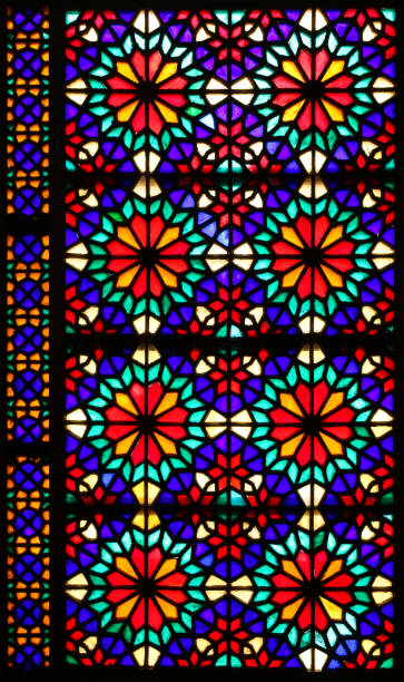 istock Beautiful colorful stained glass window patterns in Yazd, Iran 1127304329