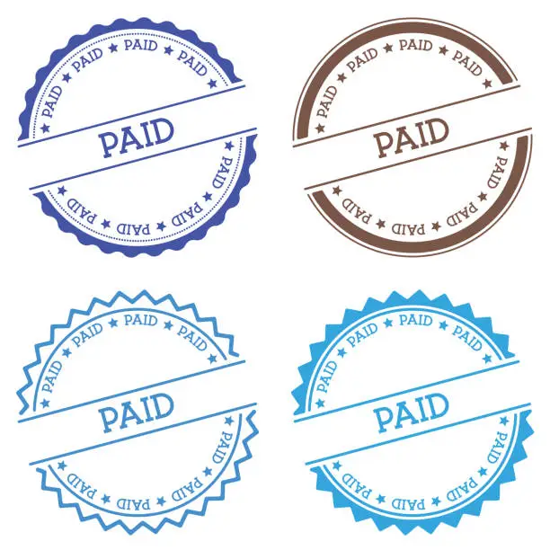 Vector illustration of Paid badge isolated on white background.