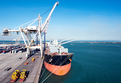 Freighter after unloading in Port Elizabeth, South Africa