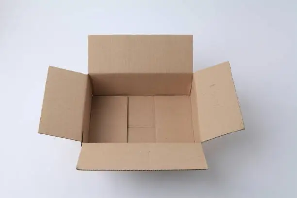 opened corrugated cardboard box picture brown color