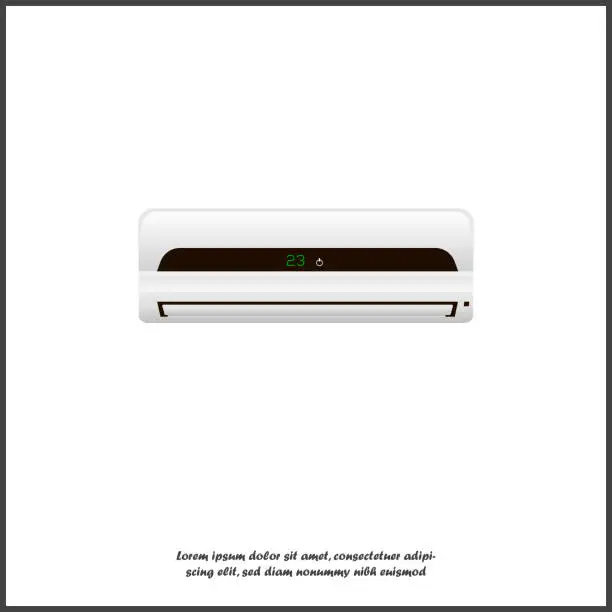 Vector illustration of Air conditioner vector image. A realistic white air conditioner for cooling and heating air on white isolated background.