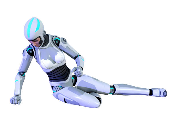 istock 3D illustration female robot on white 1127311726