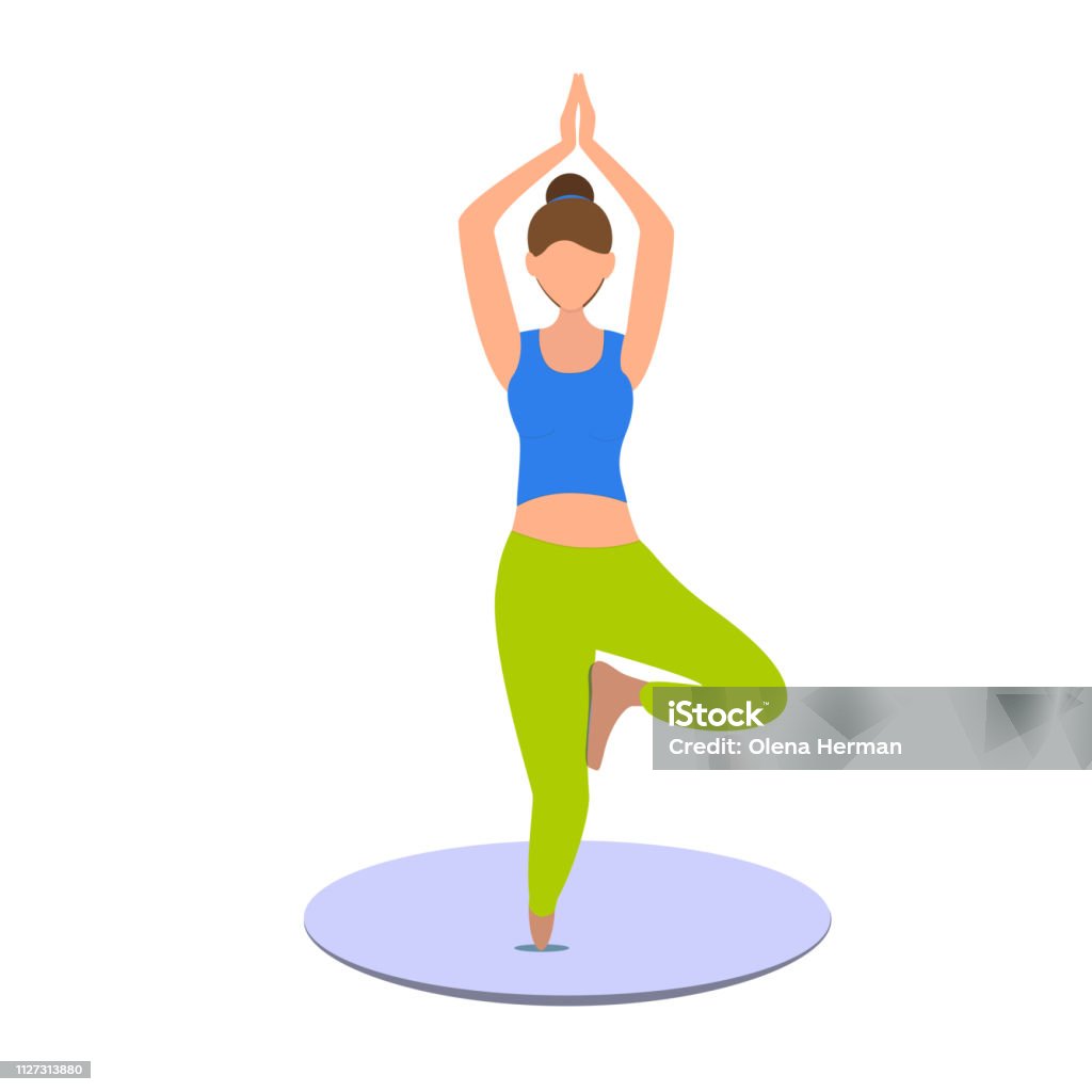 Cô Gái Đang Tập Yoga Trong Tư Thế Đứng Hình Minh Họa Vector Hình ...