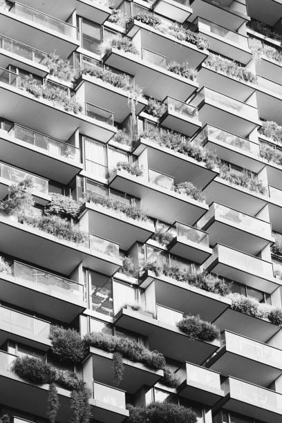 istock Close View of Building Black and White 1127314351