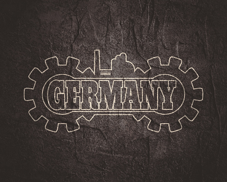 Germany word build in gear. Heavy industry relative image