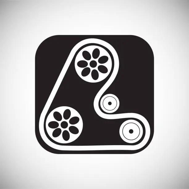 Vector illustration of Car engine with belts on white background for graphic and web design, Modern simple vector sign. Internet concept. Trendy symbol for website design web button or mobile app.