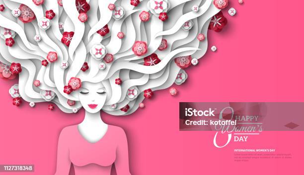 Woman With Flowers In Hair Stock Illustration - Download Image Now - International Womens Day, Women, Hair