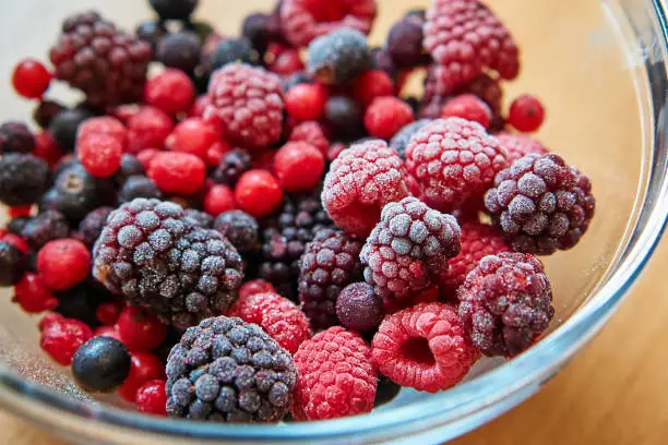 frozen wild berries in a bowl