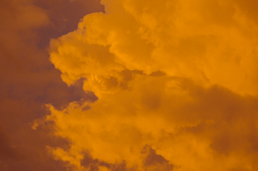 Close view of a red cumulonimbus during the sunset