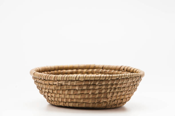 istock Vintage weave wicker basket isolated on white background 1127322977