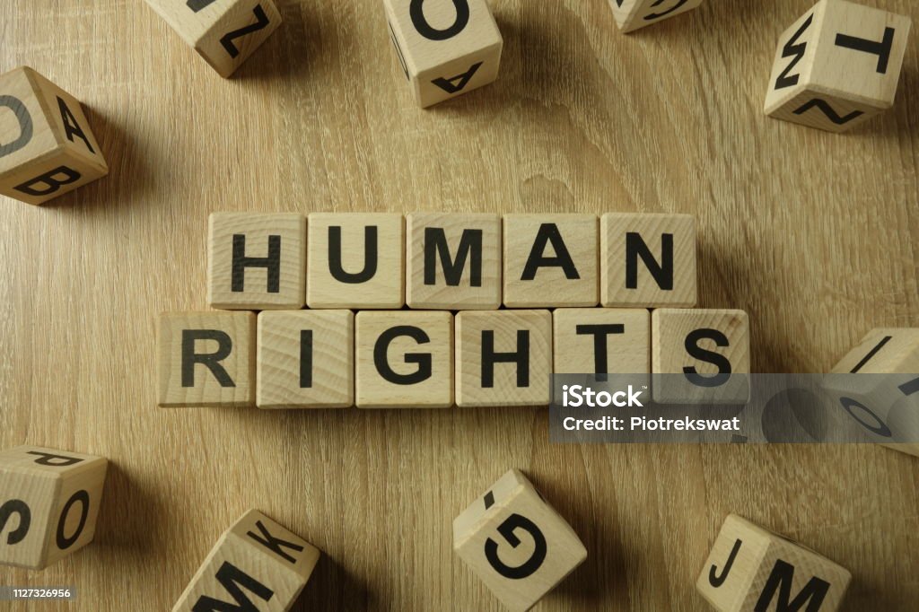 Human rights text from wooden blocks Human rights text from wooden blocks on desk Human Rights Stock Photo