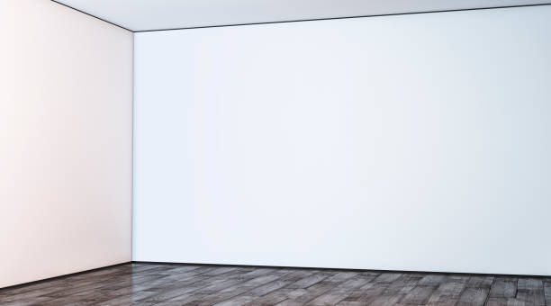 istock Blank white large gallery wall corner in hall mockup 1127331273