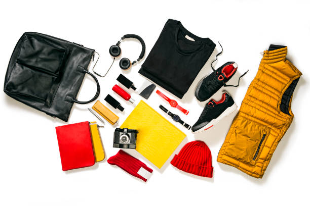 Men’s clothing with camera and headphones