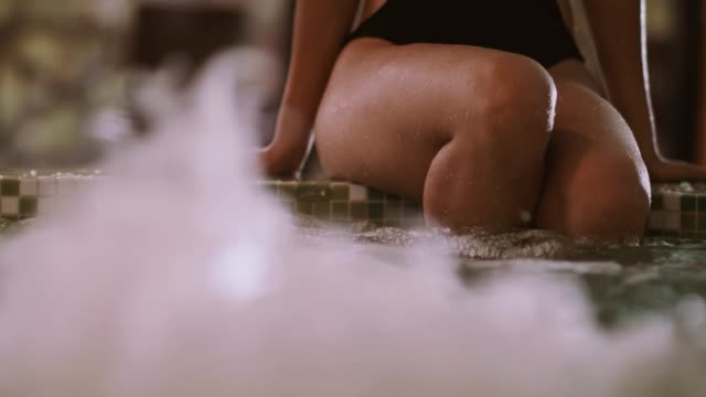 Close-up of water splashing in hot tub
