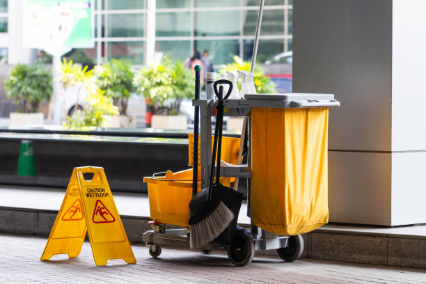 istock Janitorial and mop bucket on cleaning in process. 1127342394