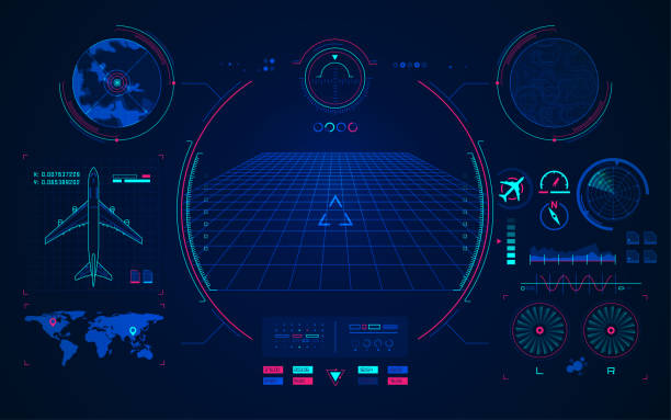 technologia lotnicza - cockpit stock illustrations