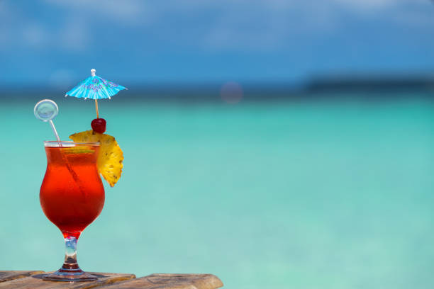 cocktail on the beach. Concept of luxury vacation.