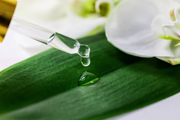 istock essential oil drop falling on green leaf from glass dropper 1127347719