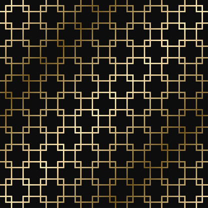 Vector geometric art deco stylish pattern - seamless luxury gold gradient design. Rich endless ornamental background.
