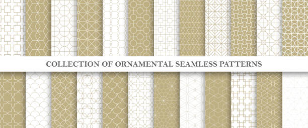 Collection of repeatable ornamental vector patterns. Grid geometric oriental backgrounds. Collection of repeatable ornamental vector patterns. Grid geometric oriental backgrounds. You can find seamless design in swatches panel. seamless patterns stock illustrations