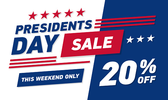 Presidents day sale 20% discount banner . Vector template.
