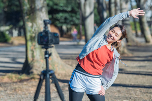 istock Sportswoman vlogging her sports routine 1127348819