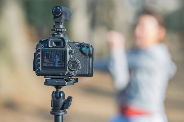 istock Sportswoman vlogging her sports routine 1127348852