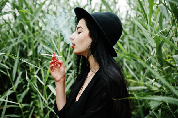 istock Sensual girl all in black 1127351971