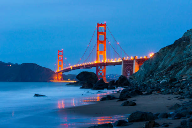 Golden Gate Bridge San Francisco Night Beach