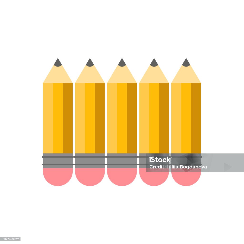 Vector Illustration Yellow Wooden Sharp Pencils With Rubber Isolated On vector-illustration-yellow-wooden-sharp-pencils-with-rubber-isolated-on