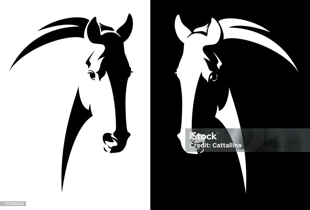 black and white horse head vector horse head black and white simple vector outline - monochrome equine emblem design Horse stock vector