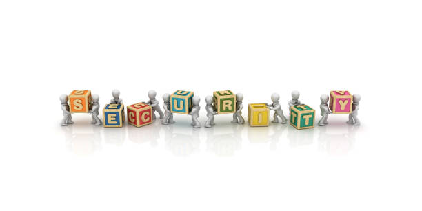 istock Business People Carrying SECURITY Buzzword Cubes - 3D Rendering 1127357278