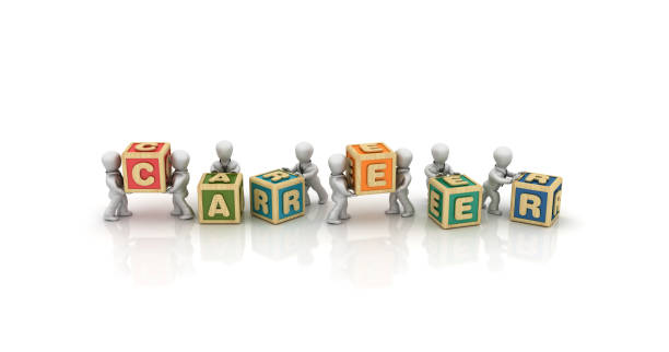 istock Business People Carrying CAREER Buzzword Cubes - 3D Rendering 1127357311