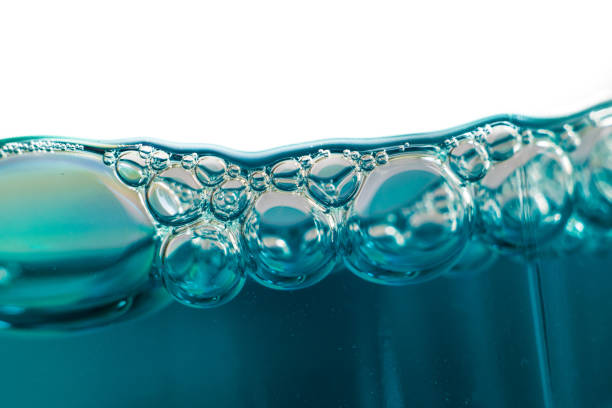 Blue water bubbles stock photo