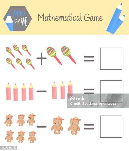 Workbook On Mathematics For Preschool Education Puzzles For Children Learn To Count Solve Examples Stock Illustration - Download Image Now