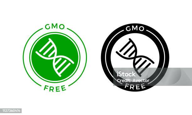 Gmo Free Icon Vector Green Non Gmo Logo With Dna Sign For Healthy Food Package Design Stock Illustration - Download Image Now