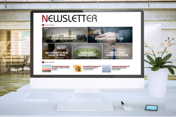 istock newsletter screen computer at office mockup 1127361791