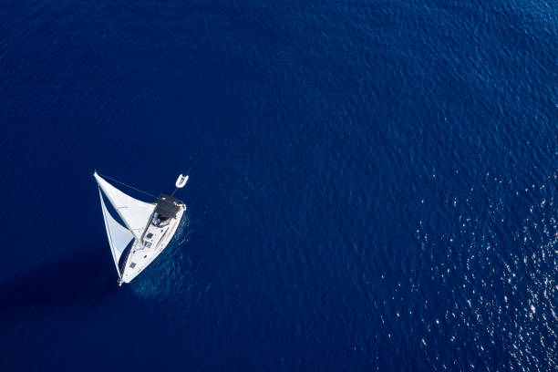 istock Sailing with sailboat, view from drone 1127362351