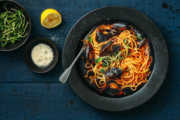 istock Spaghetti with smoky tomato & seafood sauce 1127363336