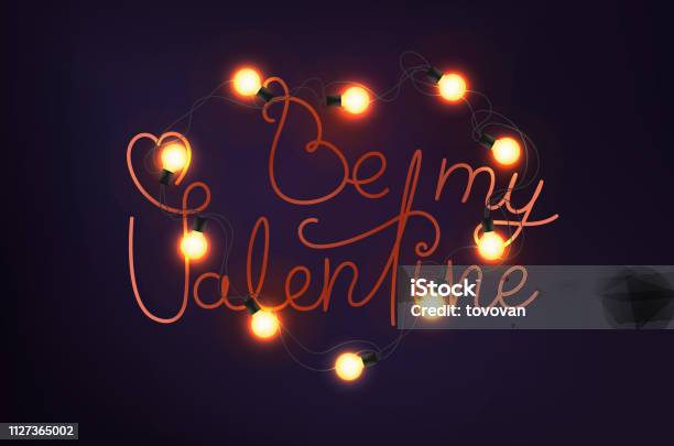 Shining Heart And Lettering Inscription On Dark Background Stock Illustration - Download Image Now