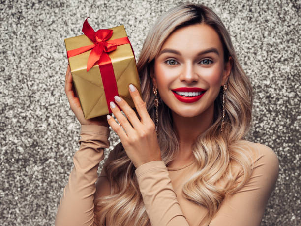 istock Beautiful girl received a holiday gift 1127365097