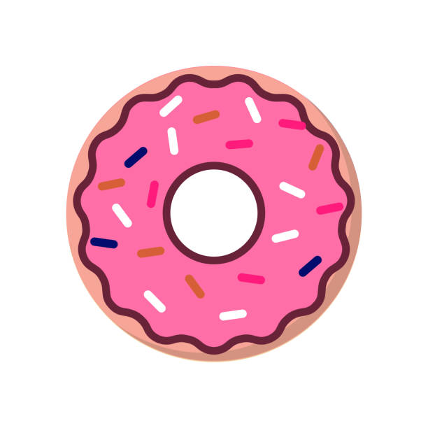 Strawberry donut Strawberry donut. Line vector illustration alcorza stock illustrations