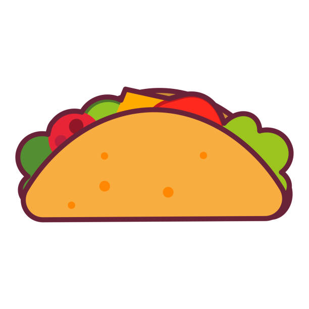 Taco Mexican food Taco Mexican food. Cartoon line icon illustration - Vector cebolla stock illustrations