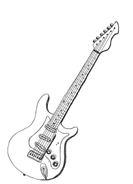 Electric Guitar Electric guitar drawing. guitar drawings stock illustrations