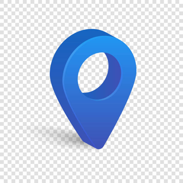 ilustrações de stock, clip art, desenhos animados e ícones de blue 3d pointer of map isolated on transparent background - direction symbol famous place targeted