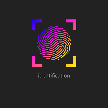 Fingerprint, personal identification, identity, id logo. Vector illustration