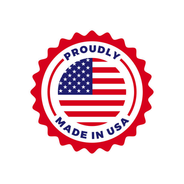 abd vektör logo mühür yaptı. amerikan abd bayrağı abd'de yapılan prim kalite paket etiket simgesini daire - yapmak stock illustrations