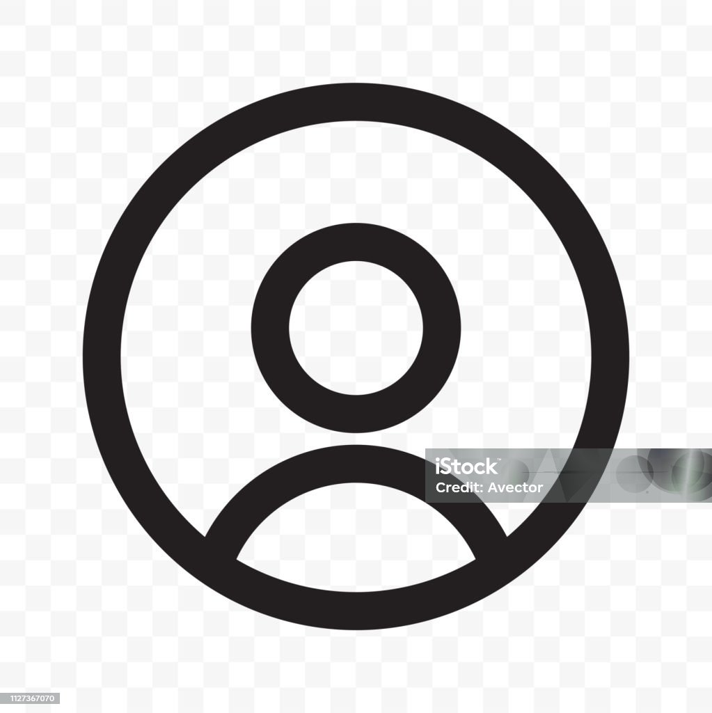 User member vector icon for social net or smartphone UI app design. Isolated avatar profile head or facepic silhouette in black circle isolated on transparent background Icon Symbol stock vector