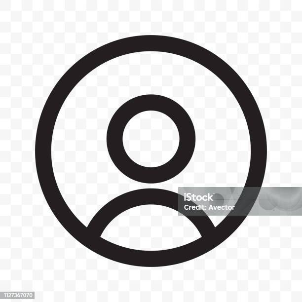 User Member Vector Icon For Social Net Or Smartphone Ui App Design Isolated Avatar Profile Head Or Facepic Silhouette In Black Circle Isolated On Transparent Background Stock Illustration - Download Image Now